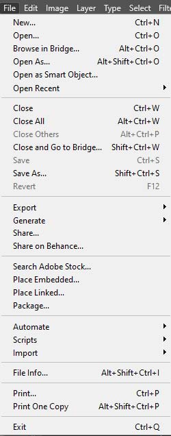 معرفی منوی File در نرم افزار فتوشاپ 1